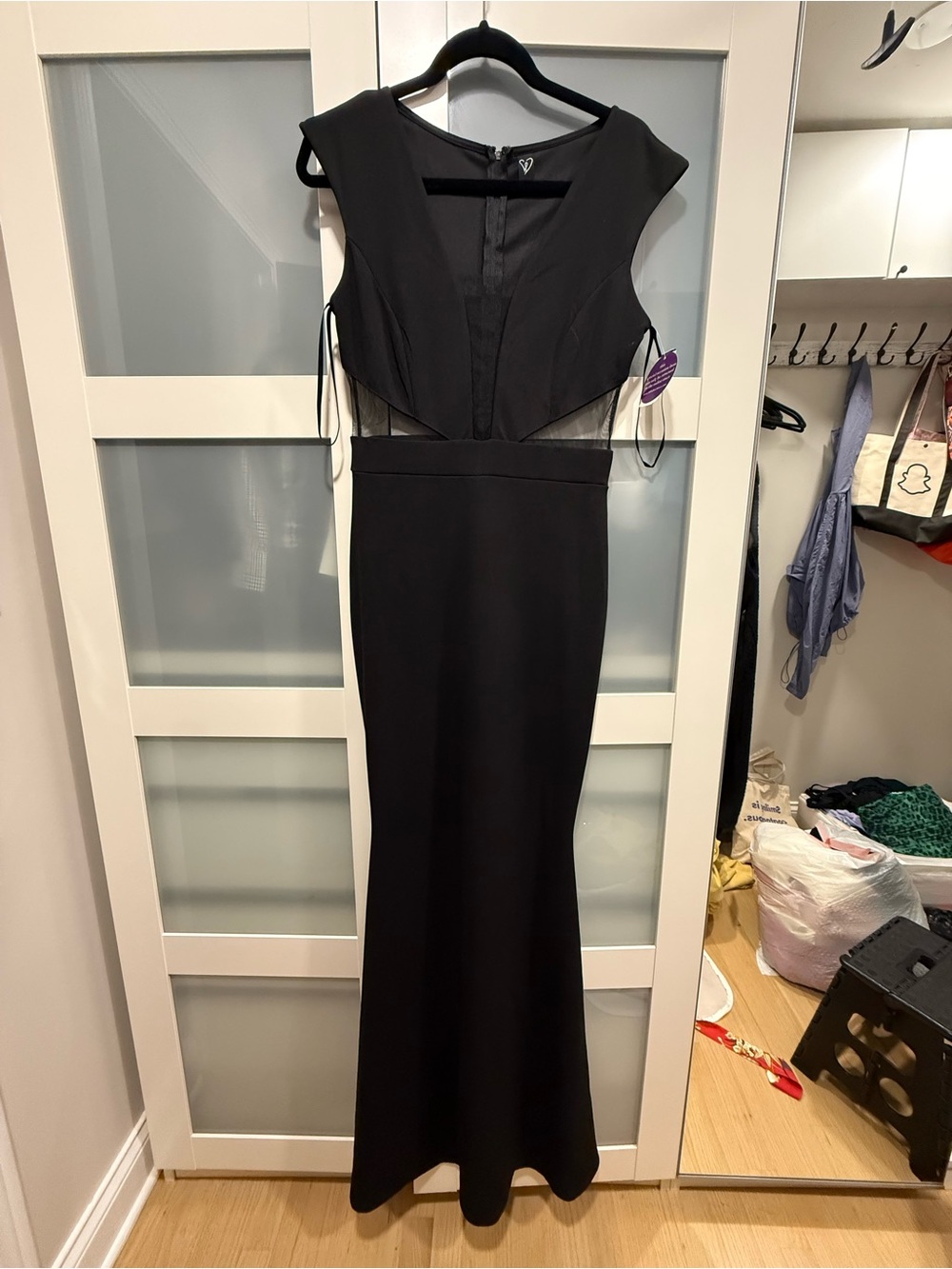 Windsor Black Maxi Dress with Sheer Side Insets